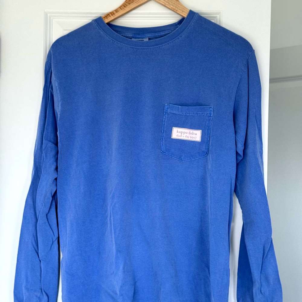 Kappa Delta Comfort Colors Blue Long Sleeve Tee with Pocket